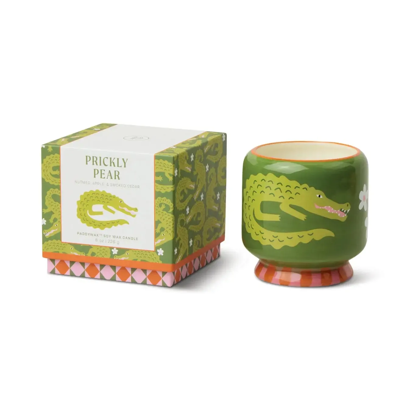A Dopo 8oz/226g Crocodile Ceramic Candle - Prickly Pear