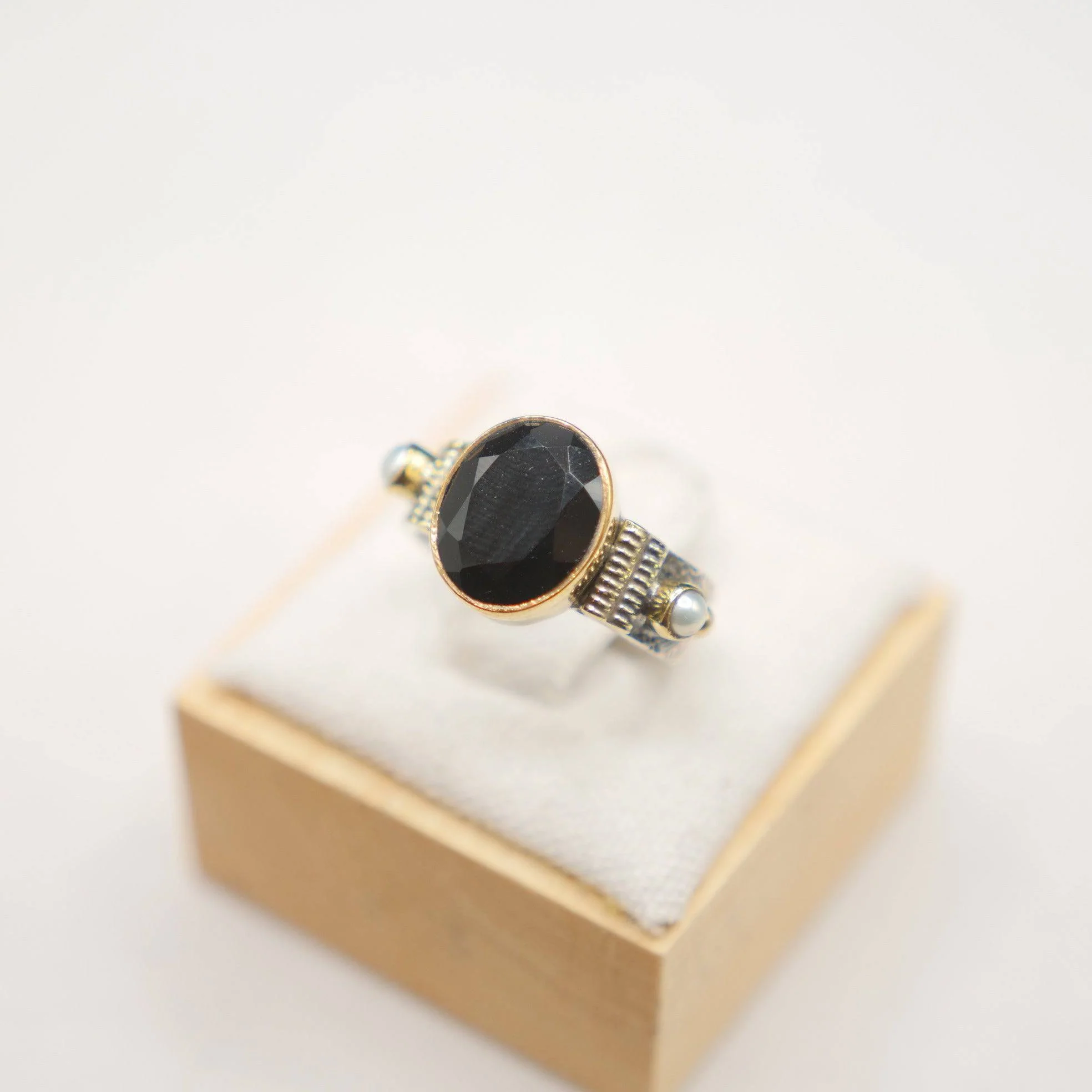 Bague Concetta - Argent 925 & Plaqué or - Onyx noir - Image 3