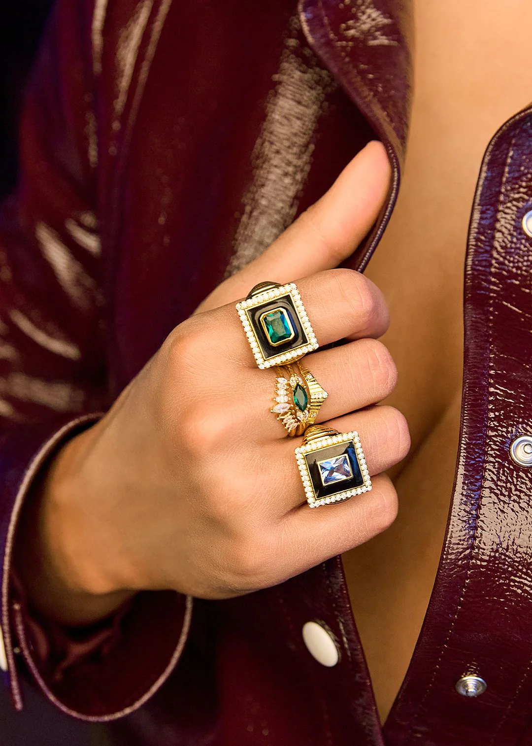 BAGUE - GREEN STONE TANYA T52 - Image 2