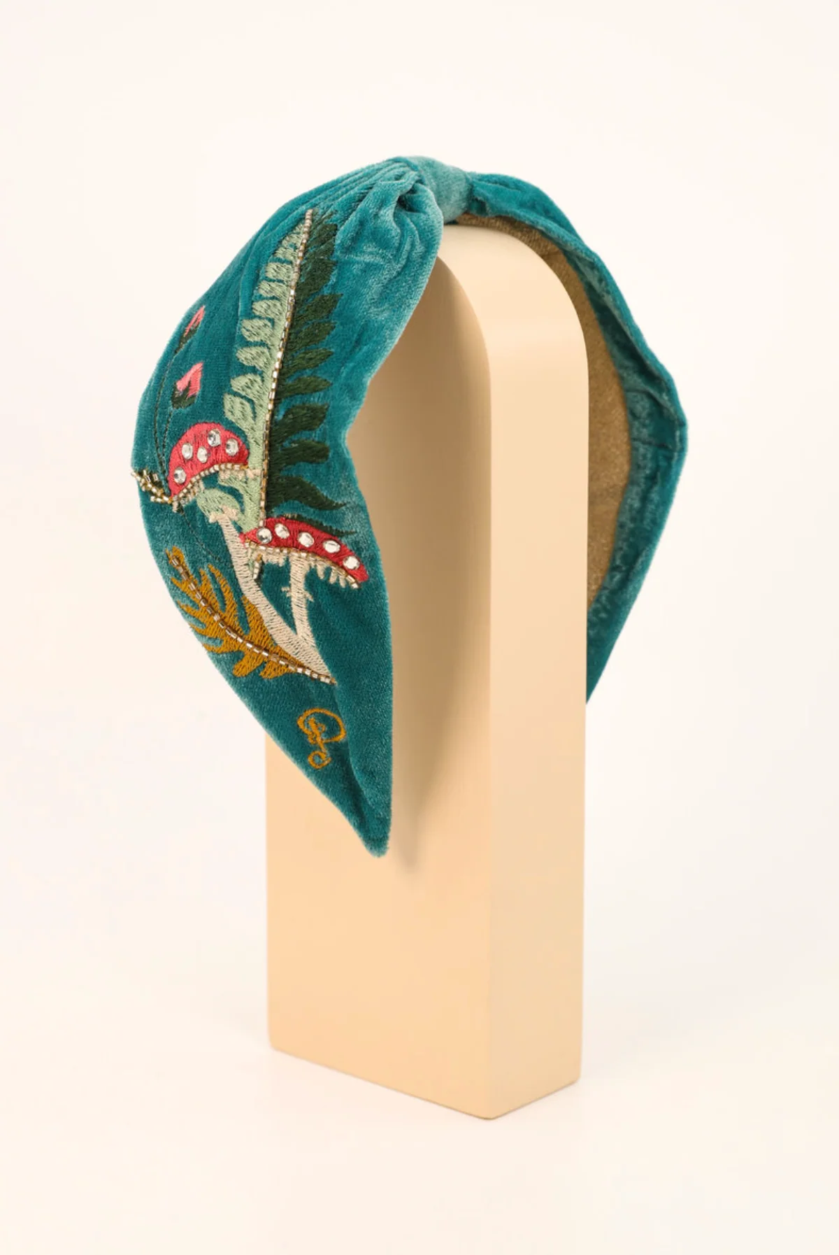 Bandeau serre-tête brodé I Bleu canard - Image 2
