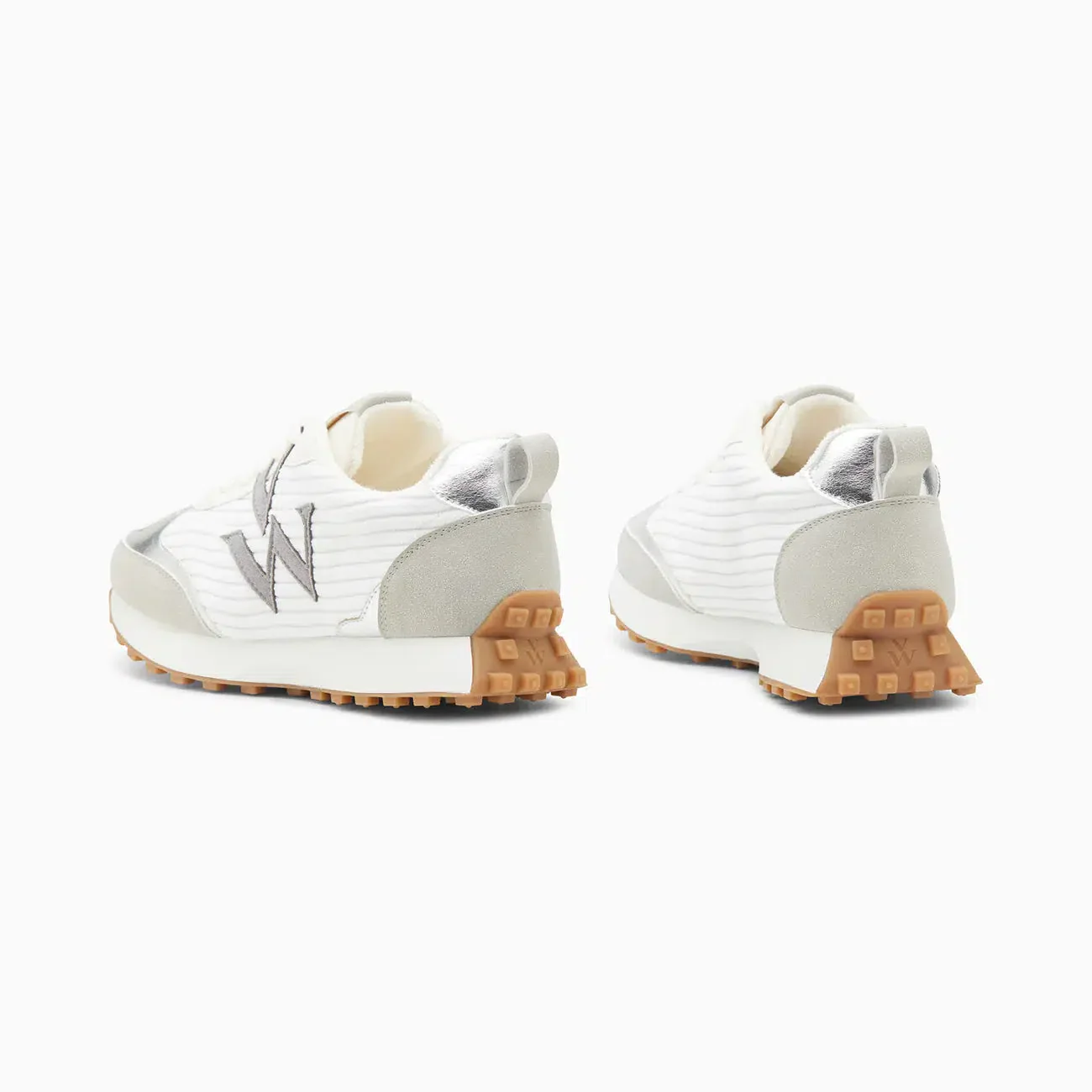 Baskets monogramme Athénaïs blanc et gris à semelle running - Image 3
