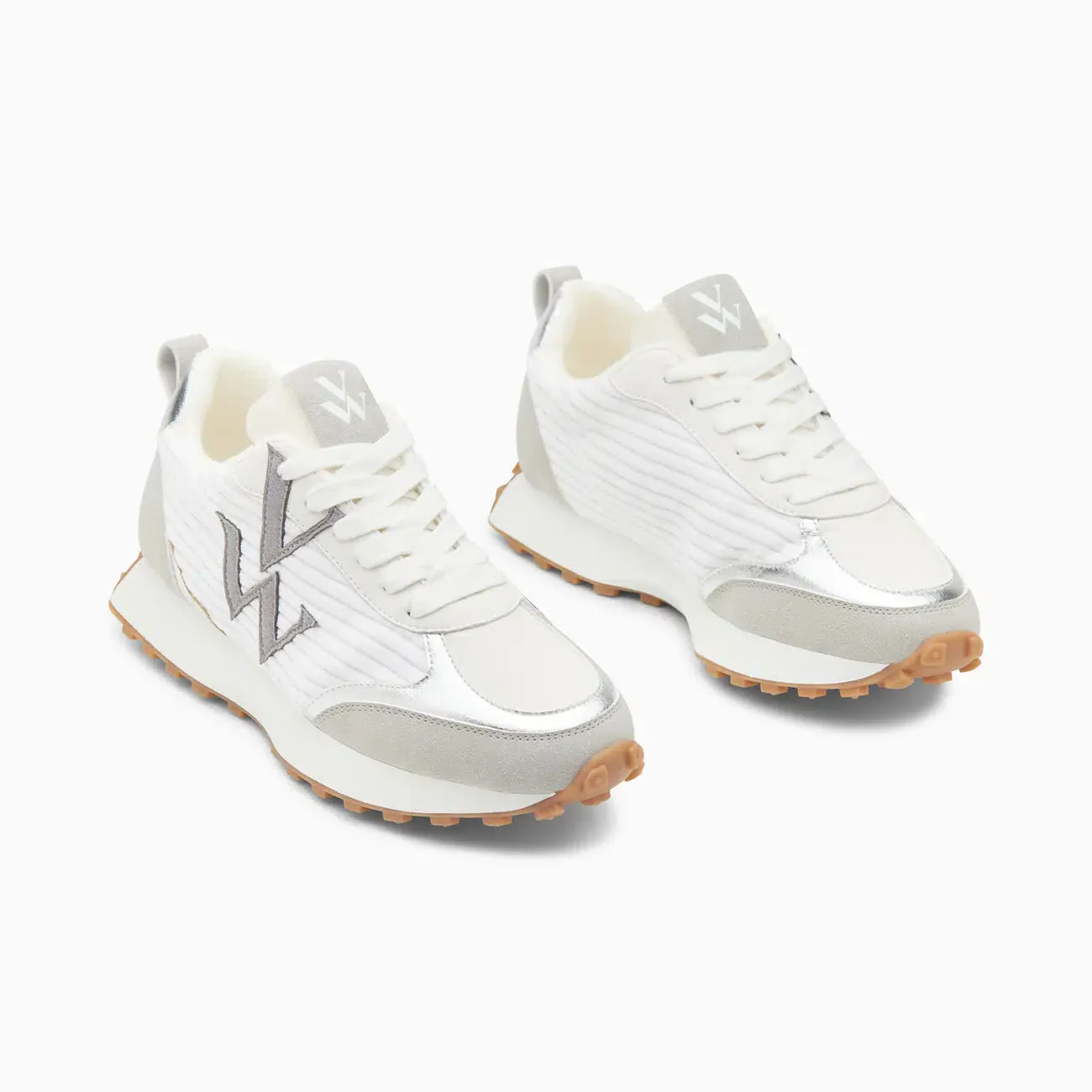 Baskets monogramme Athénaïs blanc et gris à semelle running - Image 4