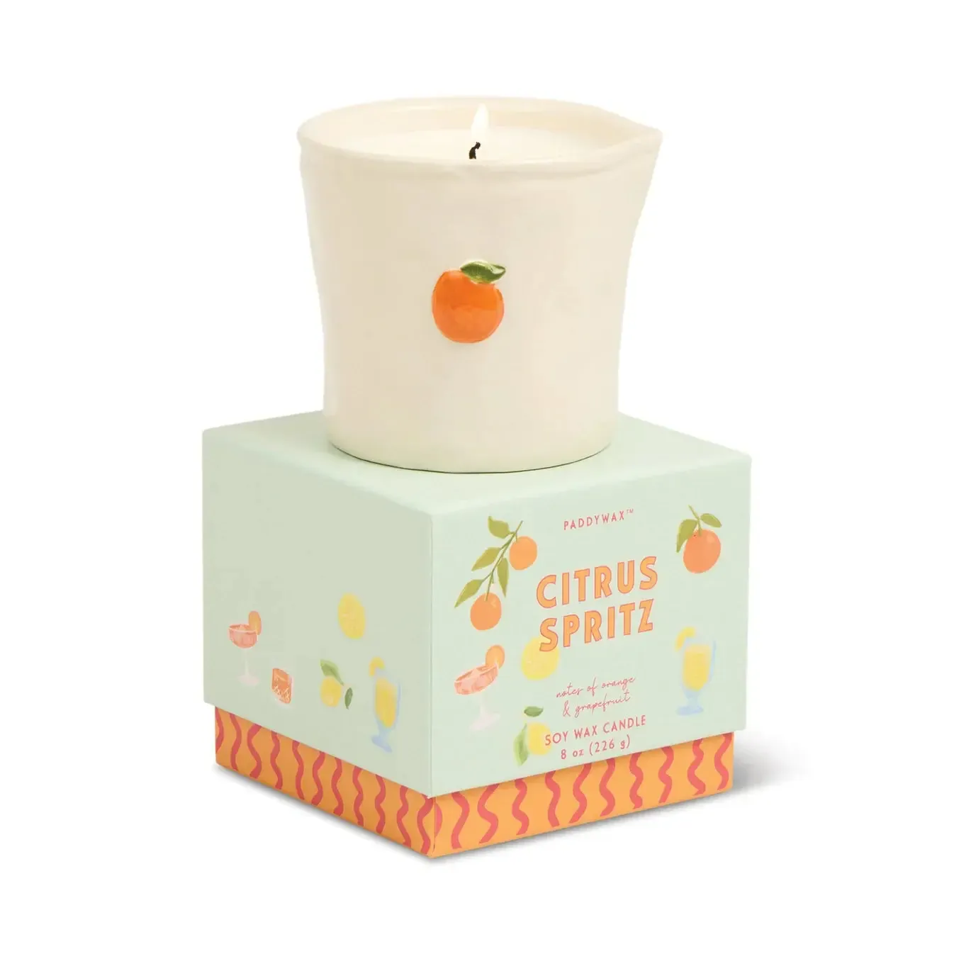 Bistro 8oz/226g Orange Ceramic Candle - Citrus Spritz