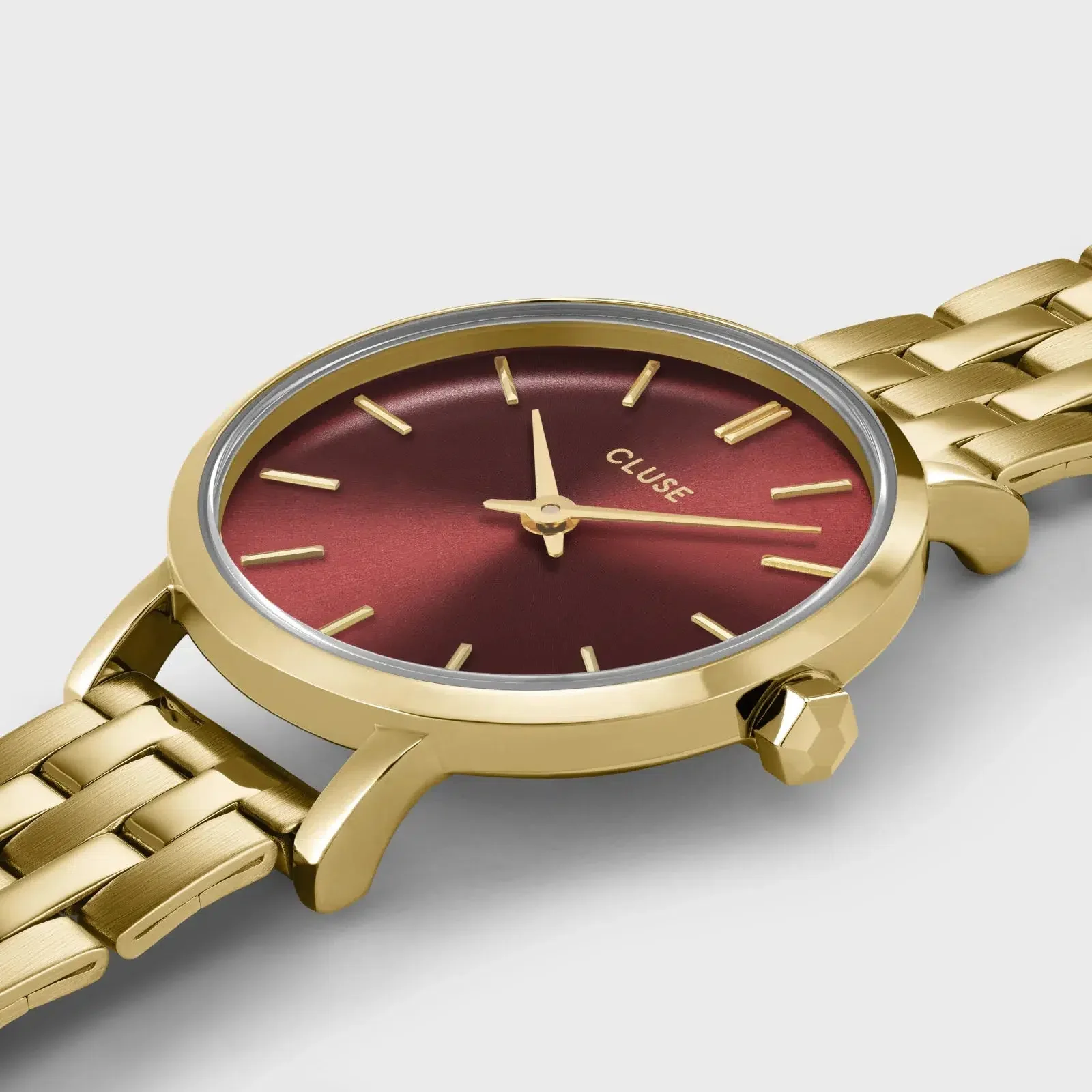 Boho Chic Petite Steel Watch, Dark Cherry, Gold Colour - Image 3