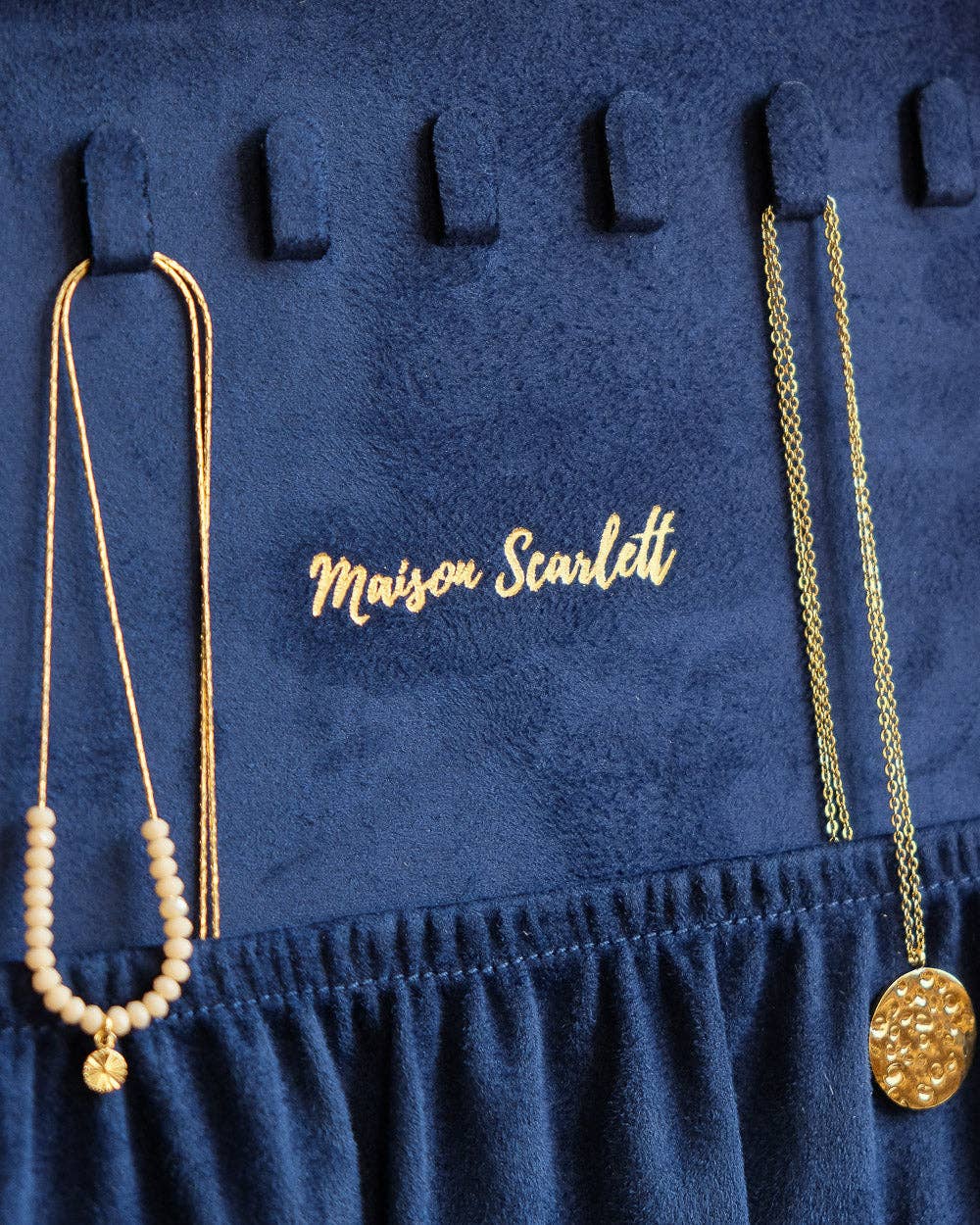 Boîte à bijoux Anne en velours: Bleu marine - Image 3