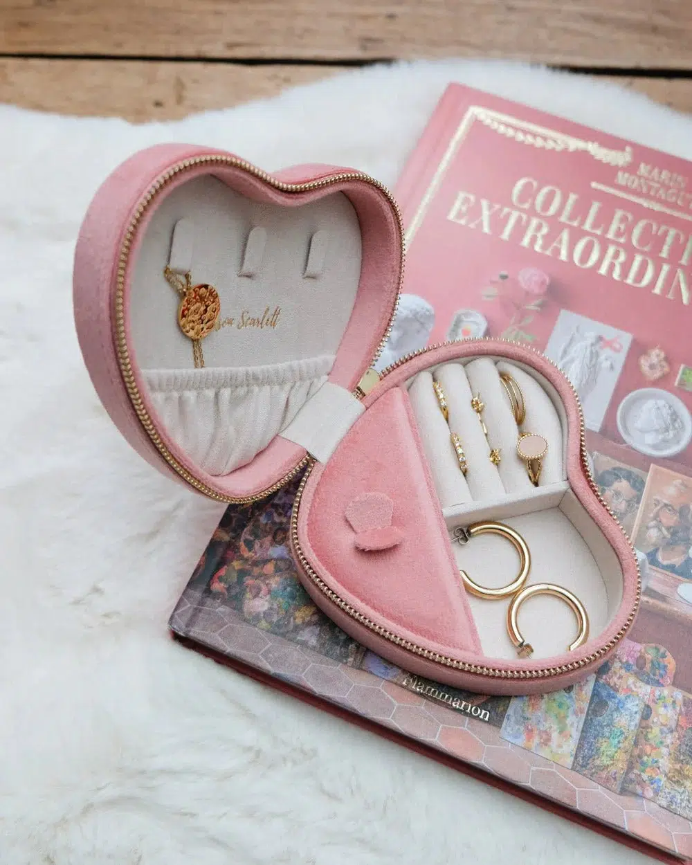 Boîte à bijoux de voyage Céleste en velours I Rose - Image 5