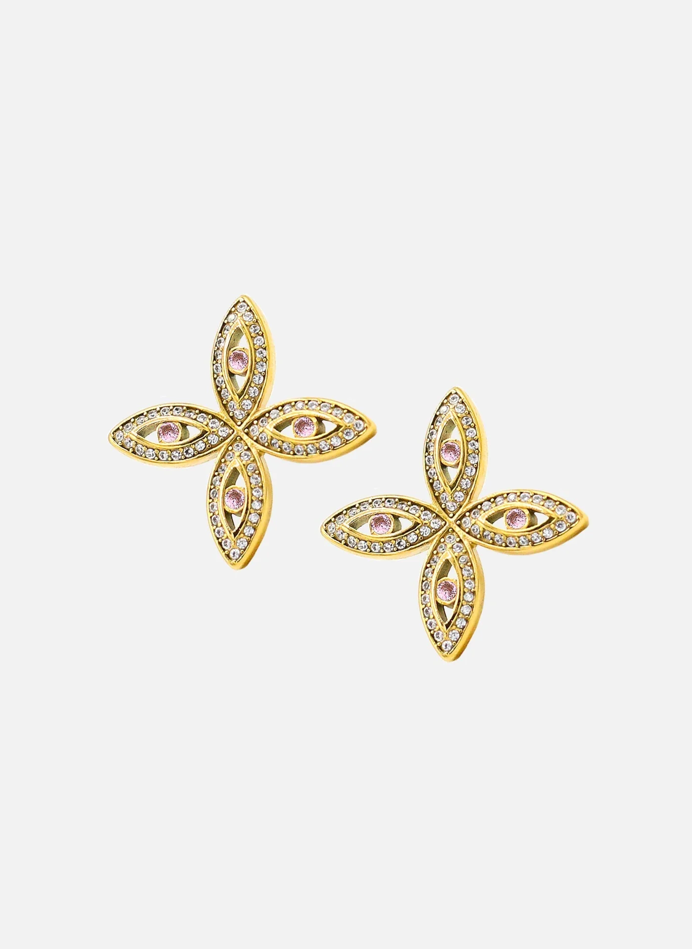 Boucles d'oreilles pendantes Menes Or / Oxyde De Zirconium Rose