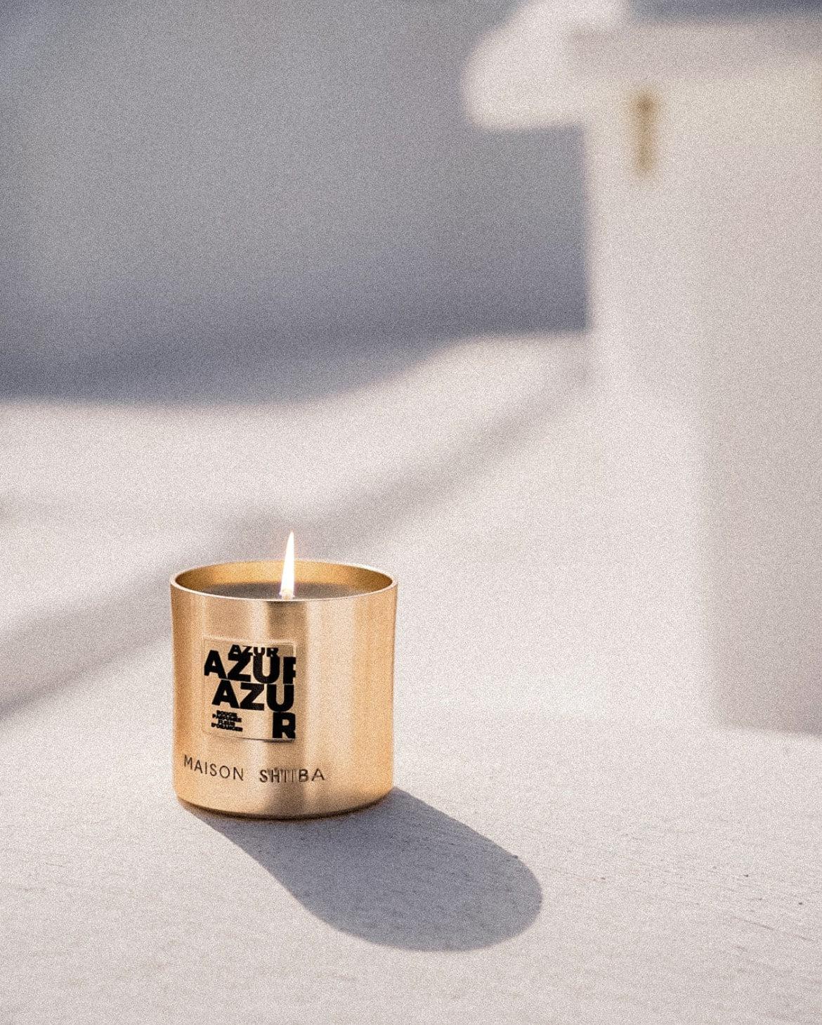 Bougie avec mantra I Azur (Fleur d'oranger)