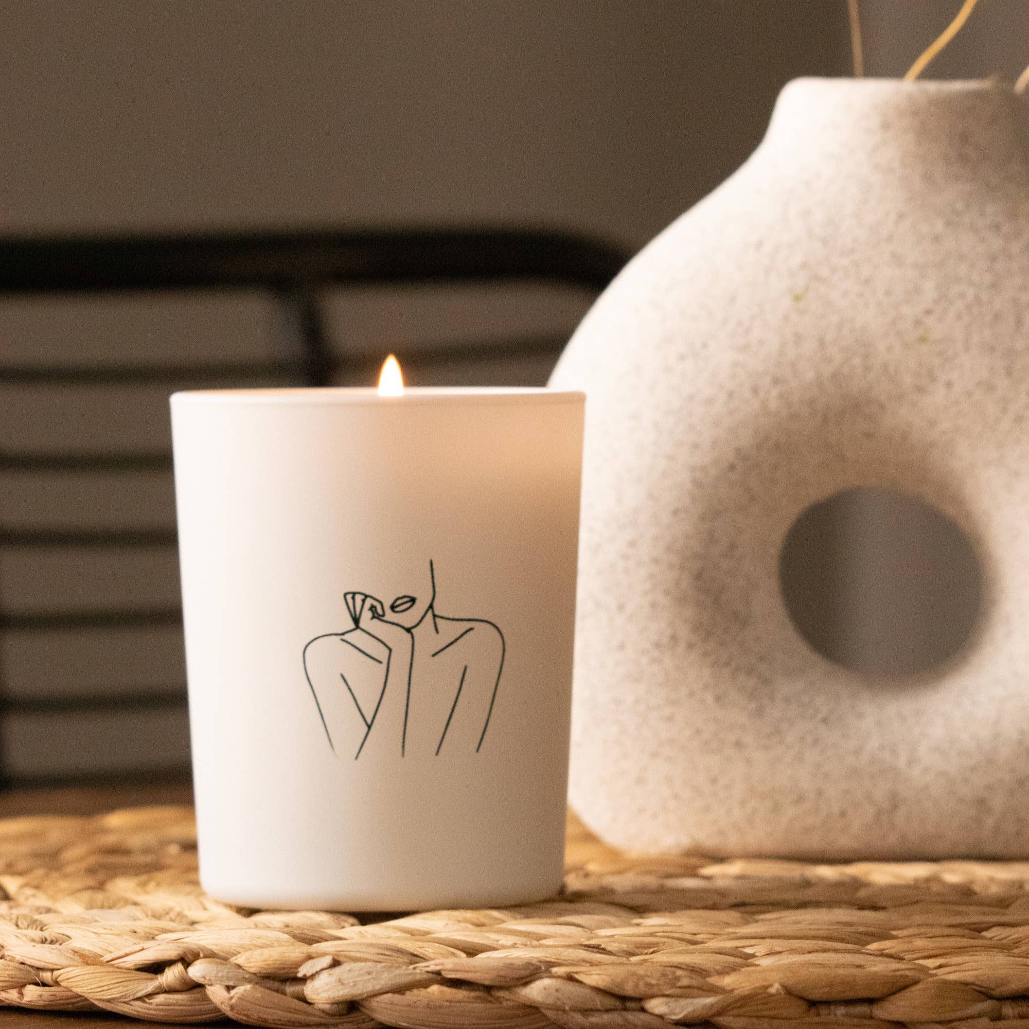 Bougie Vanille - Silhouette - Verre blanc