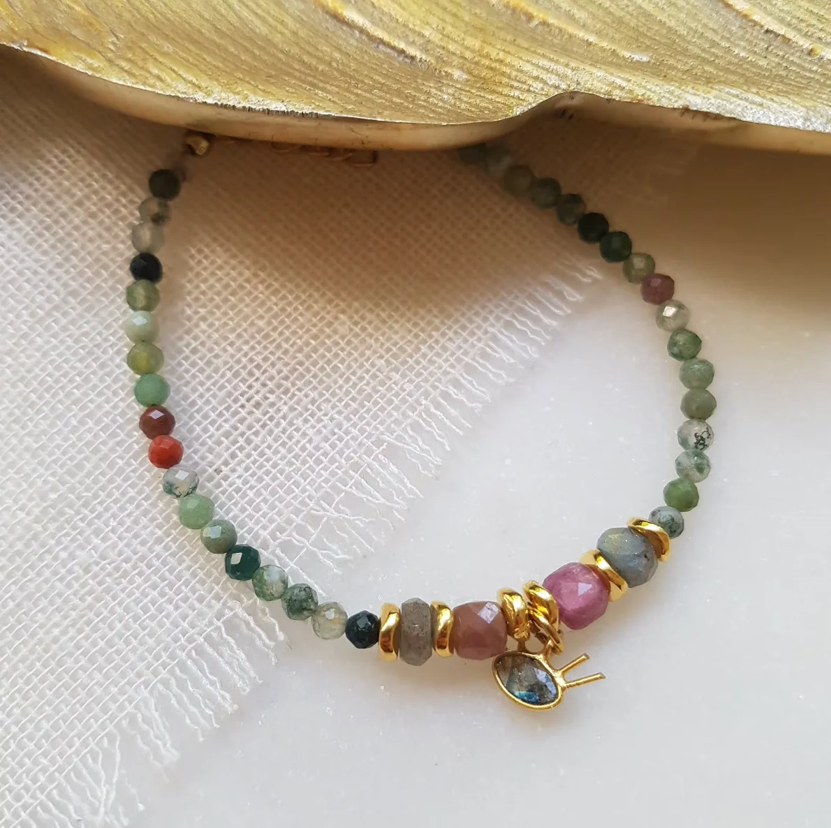 Bracelet Agate indienne, Labradorite - Aida