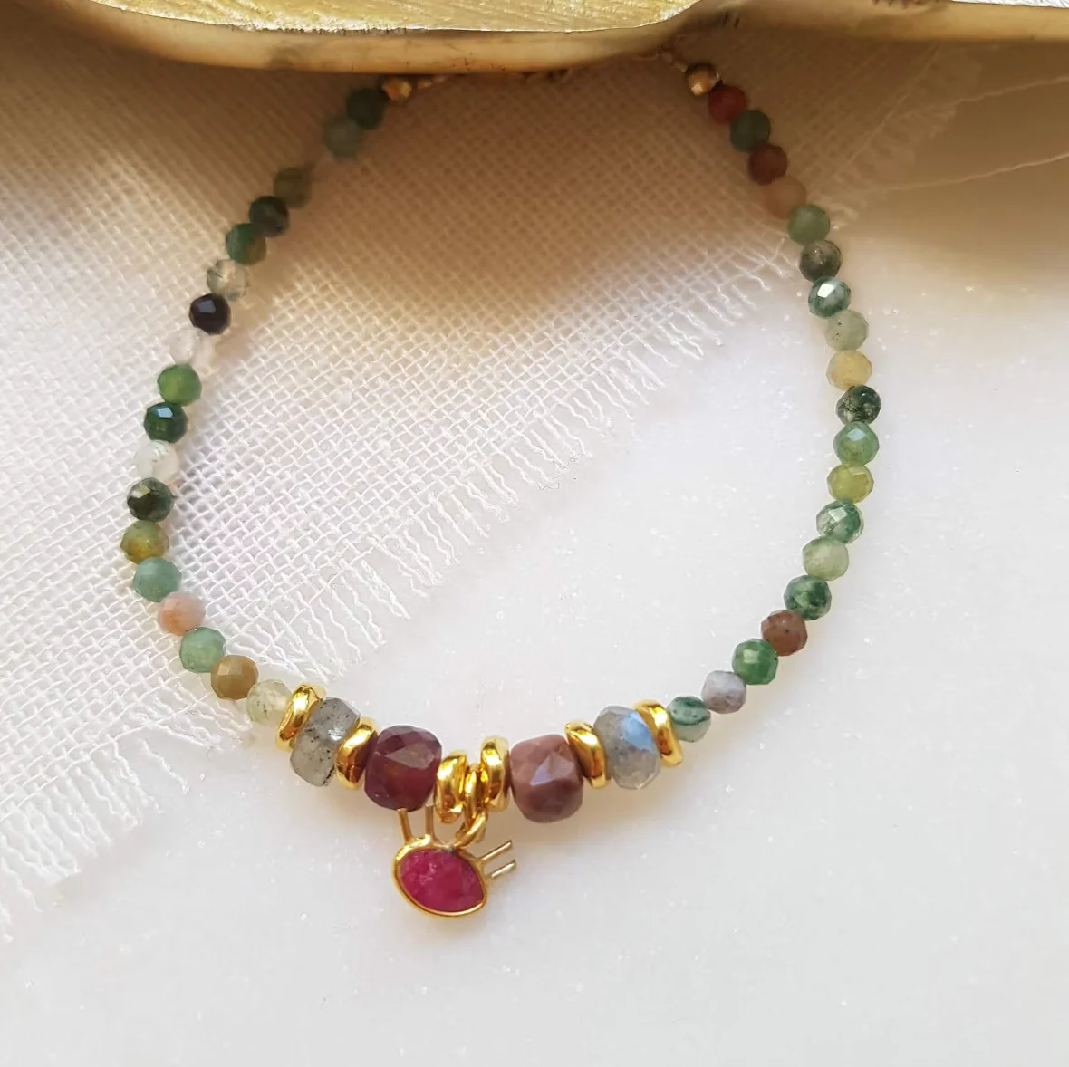 Bracelet Agate indienne, rubis indien - Aida