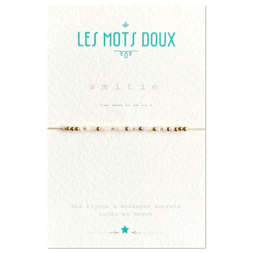 Bracelet Code Morse : Amitié (blanc)