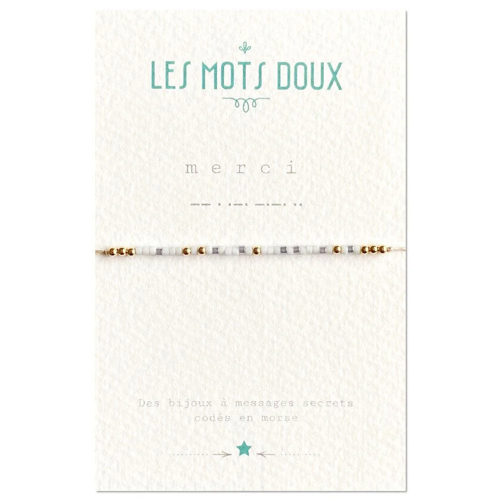 Bracelet Code Morse : Merci (gris)