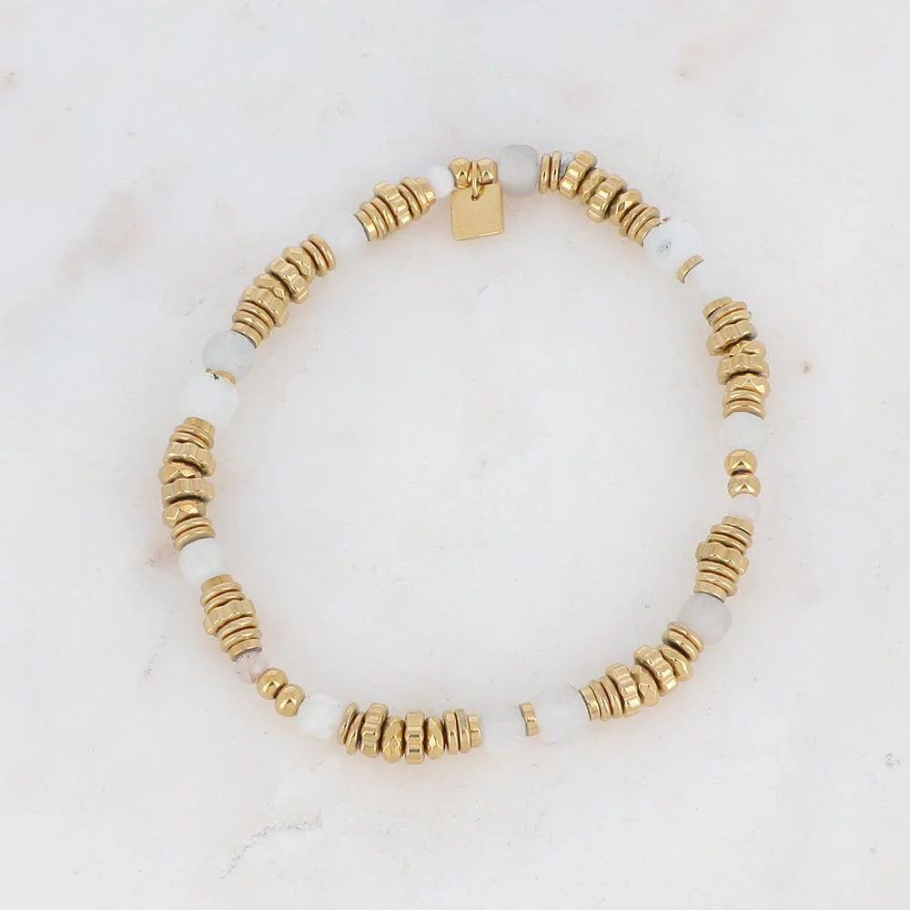 Bracelet Fedicia élastique avec pierre Agate Blanche