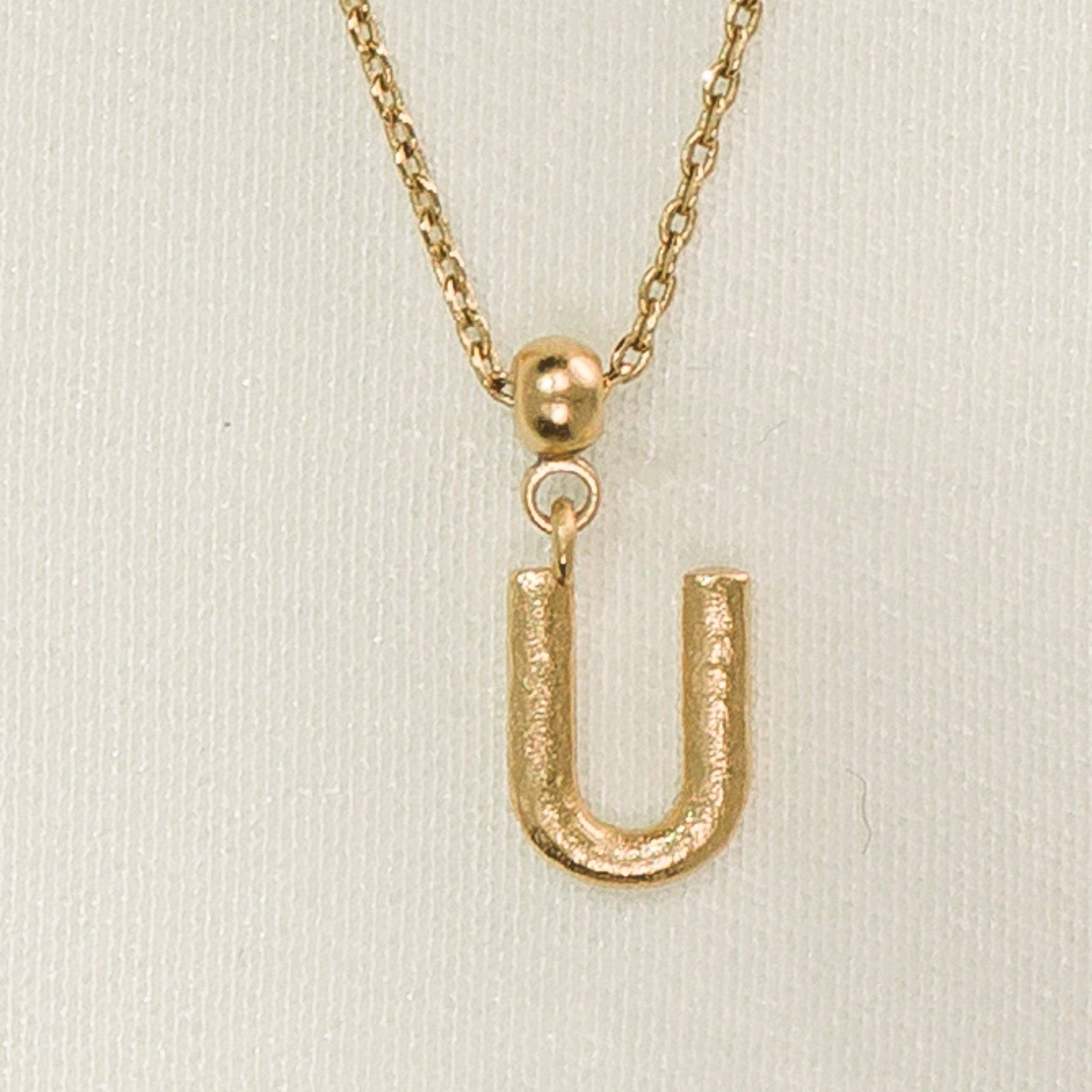 Breloque en forme de lettre | Bijoux en or, cadeau imperméable: U / Breloque seulement