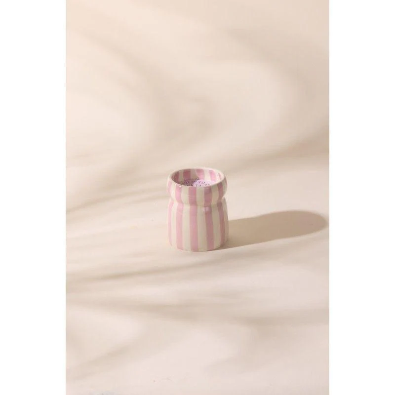 Cabana 6.5oz/184g Lavender Striped Ceramic Candle - Grecian Sand Boxed