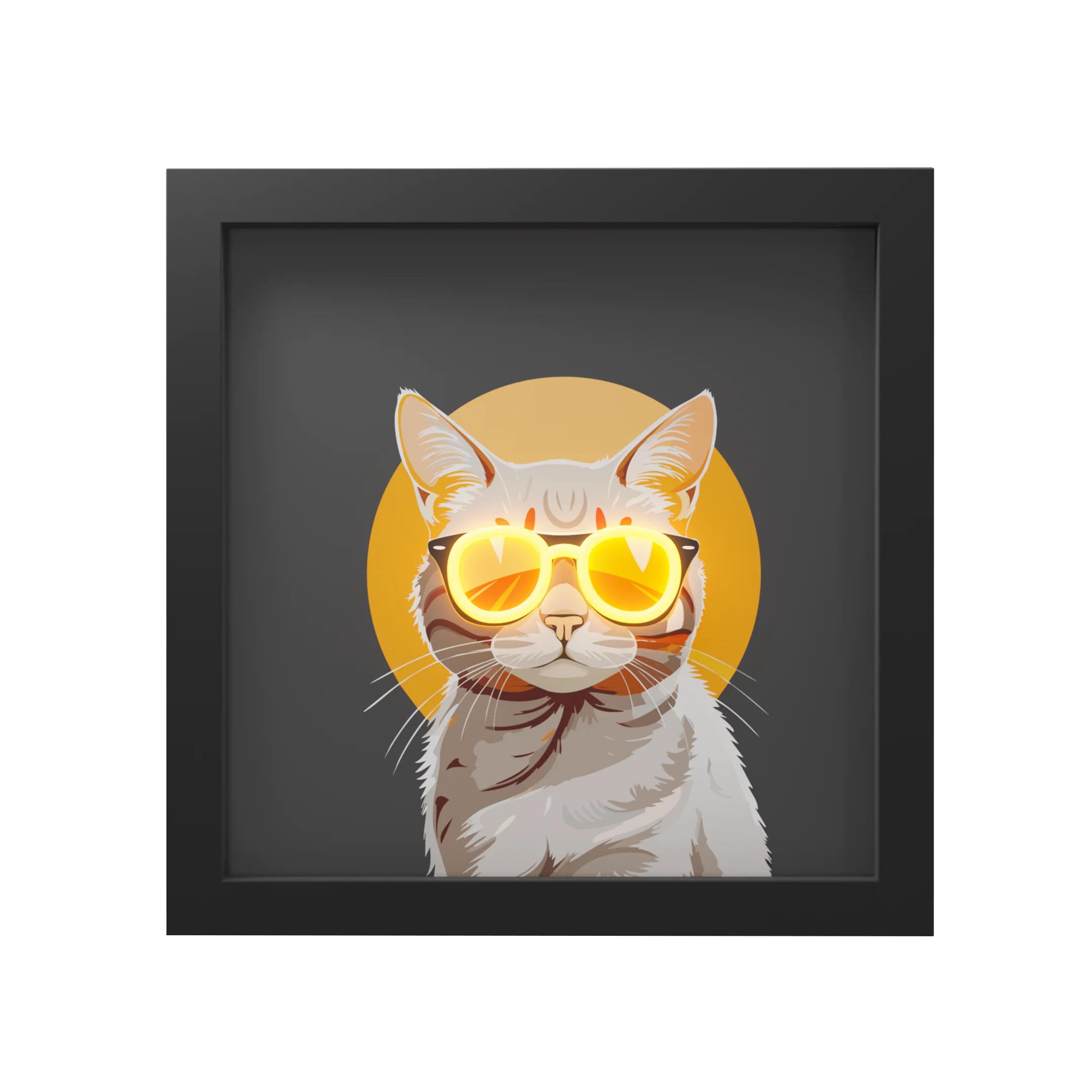 Cadre avec détails en néon. Chat. 30 x 30 cm