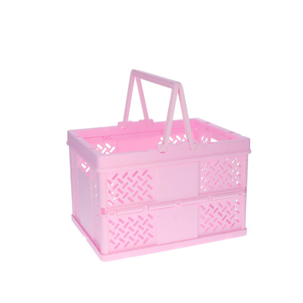 Caisse de rangement pliable en plastique rose