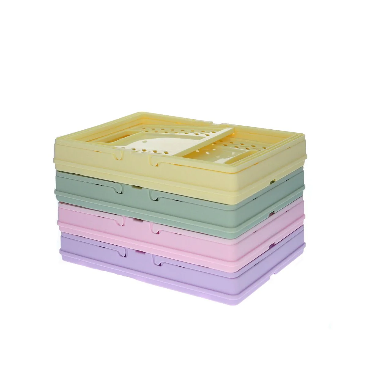 Caisse de rangement pliable en plastique vert - Image 3