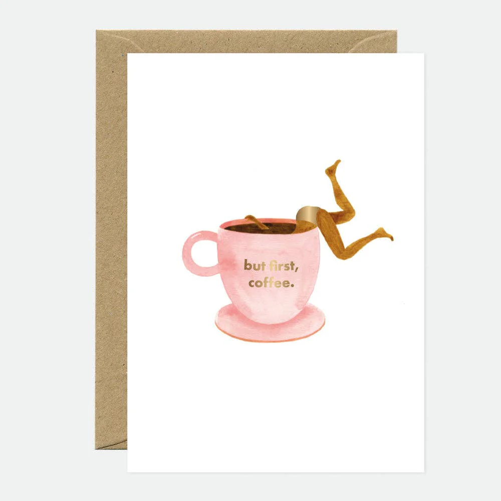 Carte de vœux Gold But First Coffee