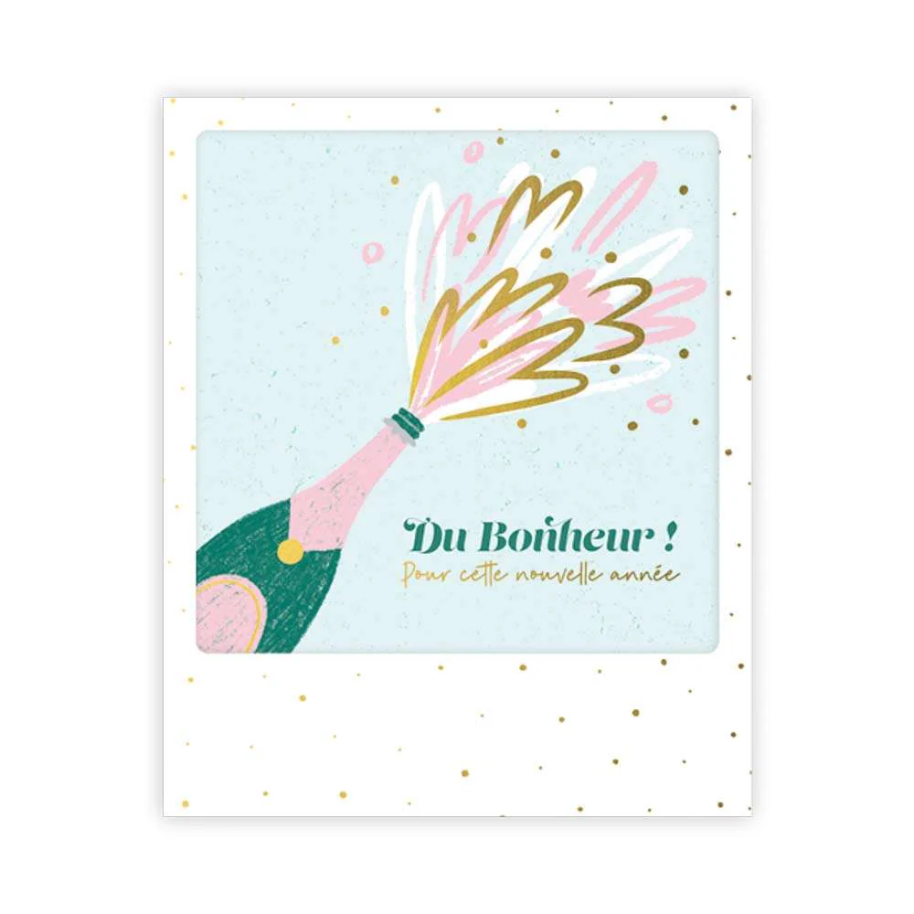Carte postale - Format Polaroide - du bonheur ! pour cette nouvelle année