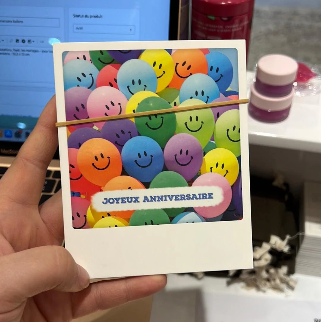 Carte postale - Format Polaroide - Joyeux anniversaire ballons