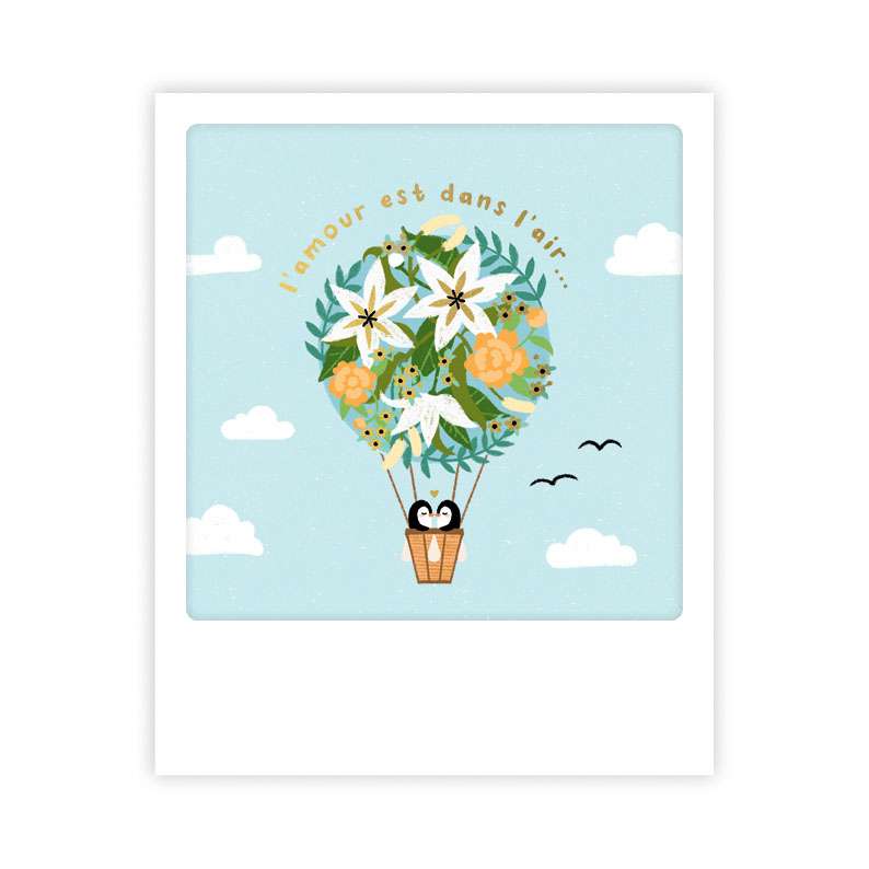 Carte postale - Format Polaroide - L'amour est dans l'air