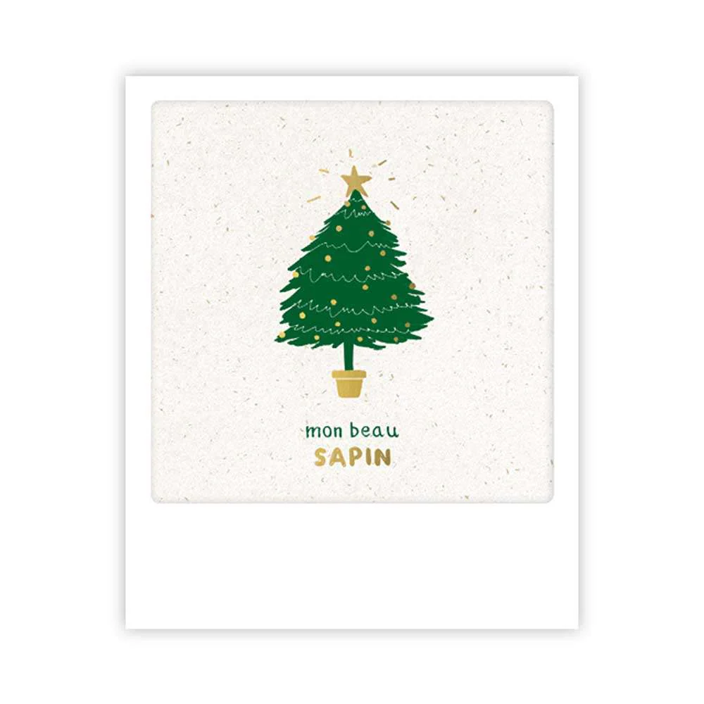 Carte postale - Format Polaroide - sapin d'or