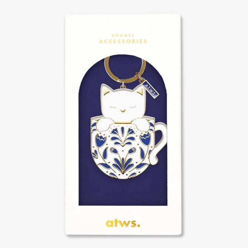 Cat in a mug - Keychain