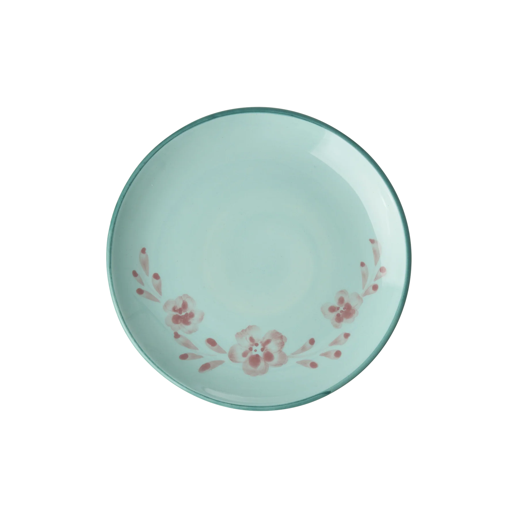 Ceramic Cake Plate with Hand-painted Flower Vine