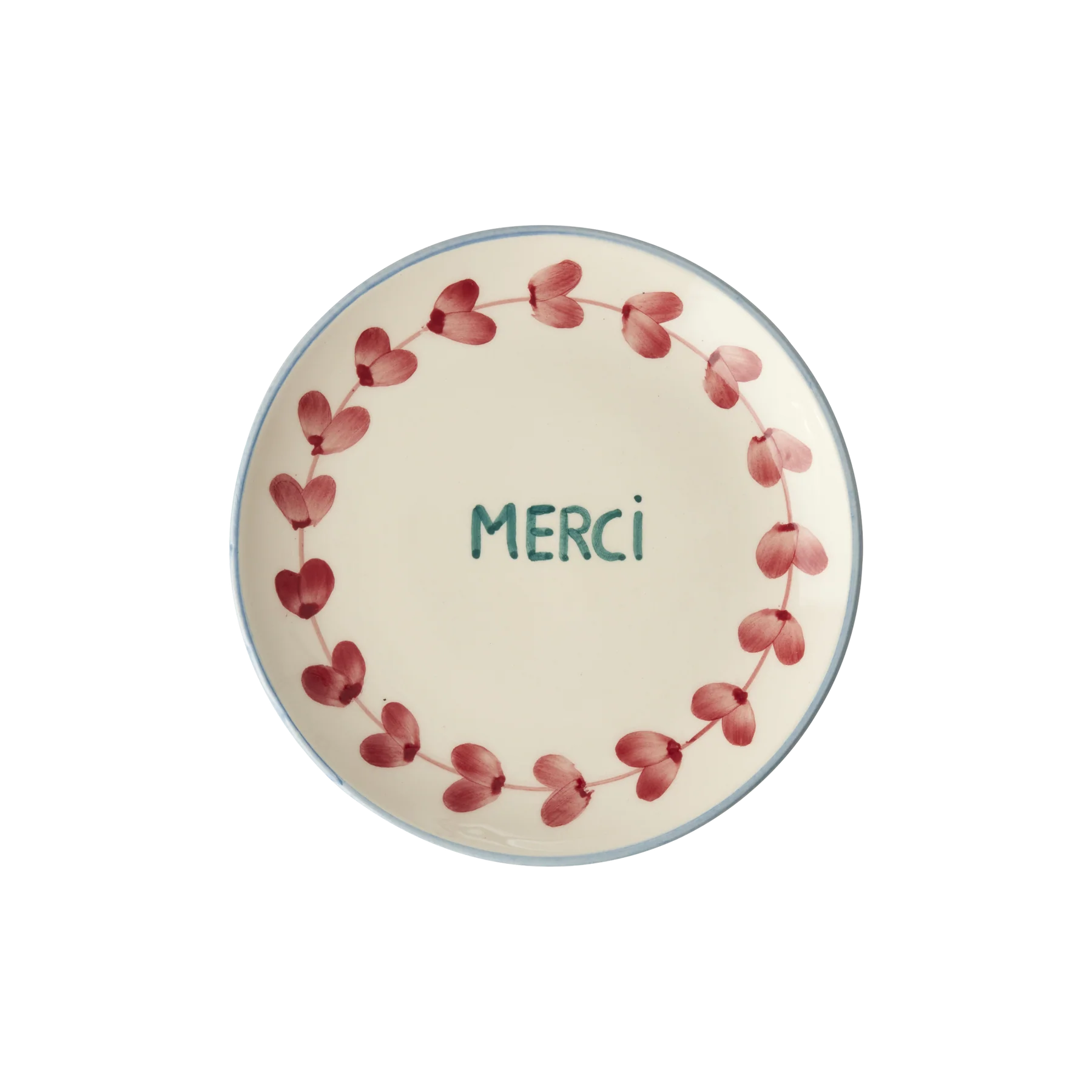 Ceramic Cake Plate with Hand-painted MERCI