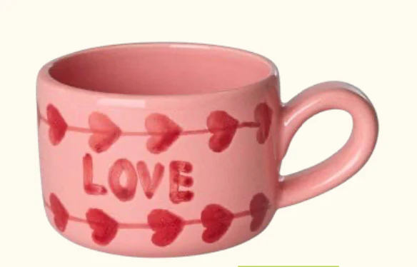 Ceramic Cappuccino Cup with Hand-painted LOVE