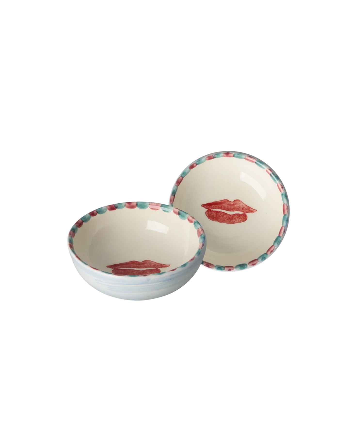 Ceramic Dipping Bowl with Hand-painted Lips - Small - 100 ml