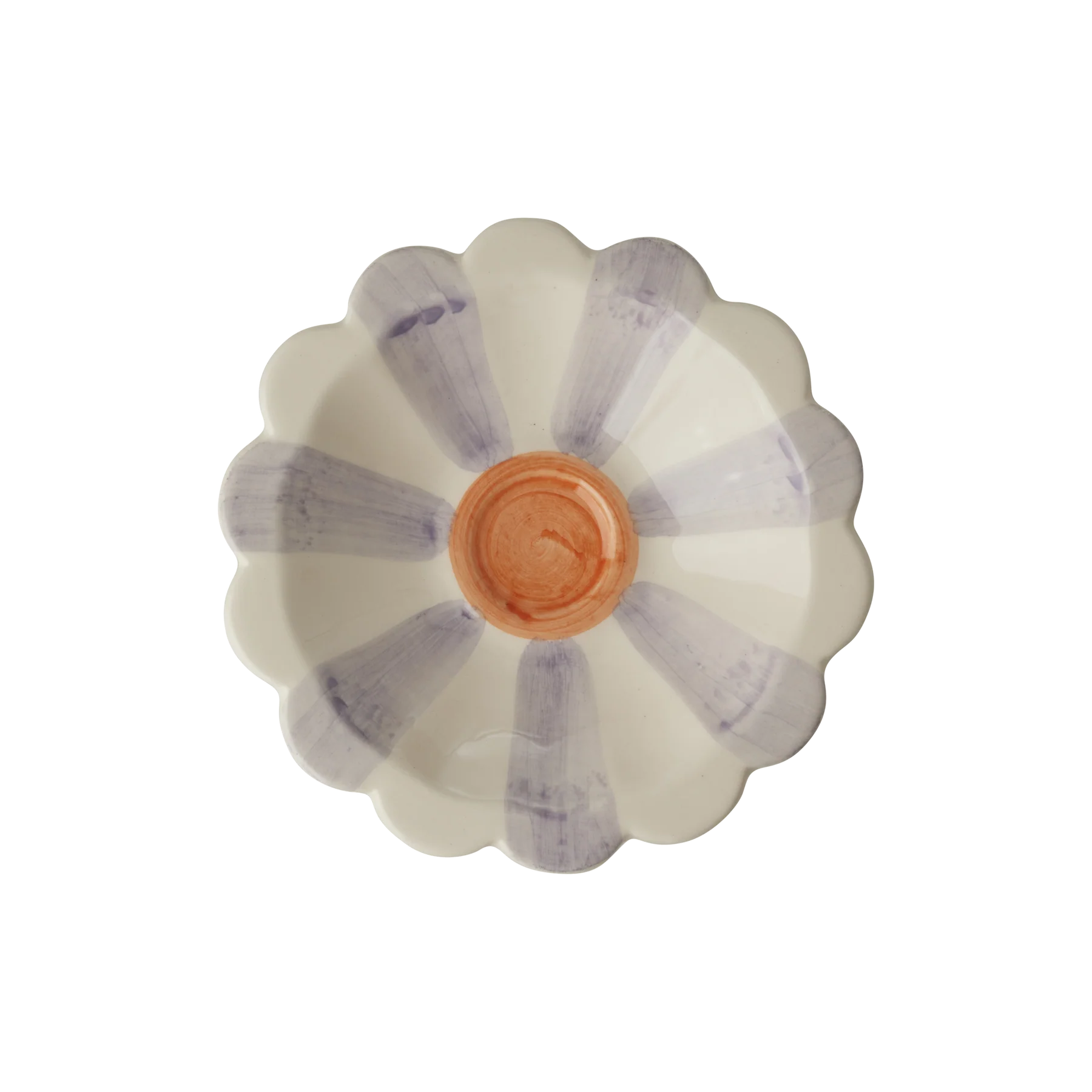 Ceramic Flower Dipping Bowl with Hand-painted Stripes - Lavender