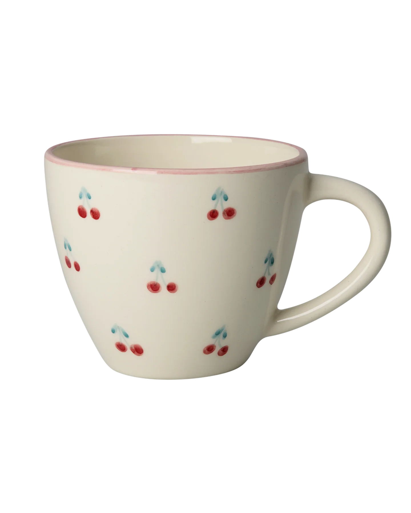 Ceramic Jumbo Cup with Hand-painted Cherries - 420 ml