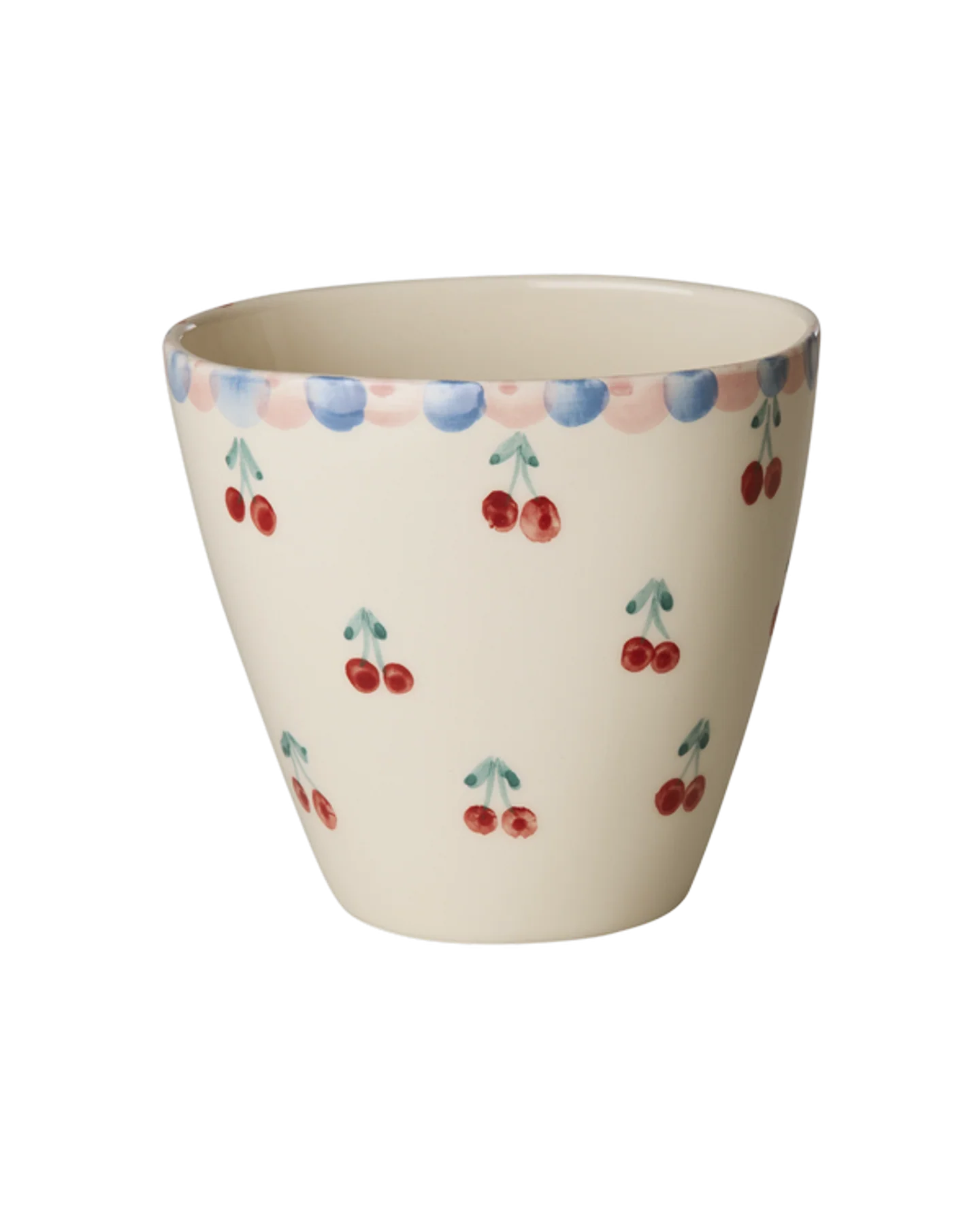 Ceramic Oval Cup with Hand-painted Cherries