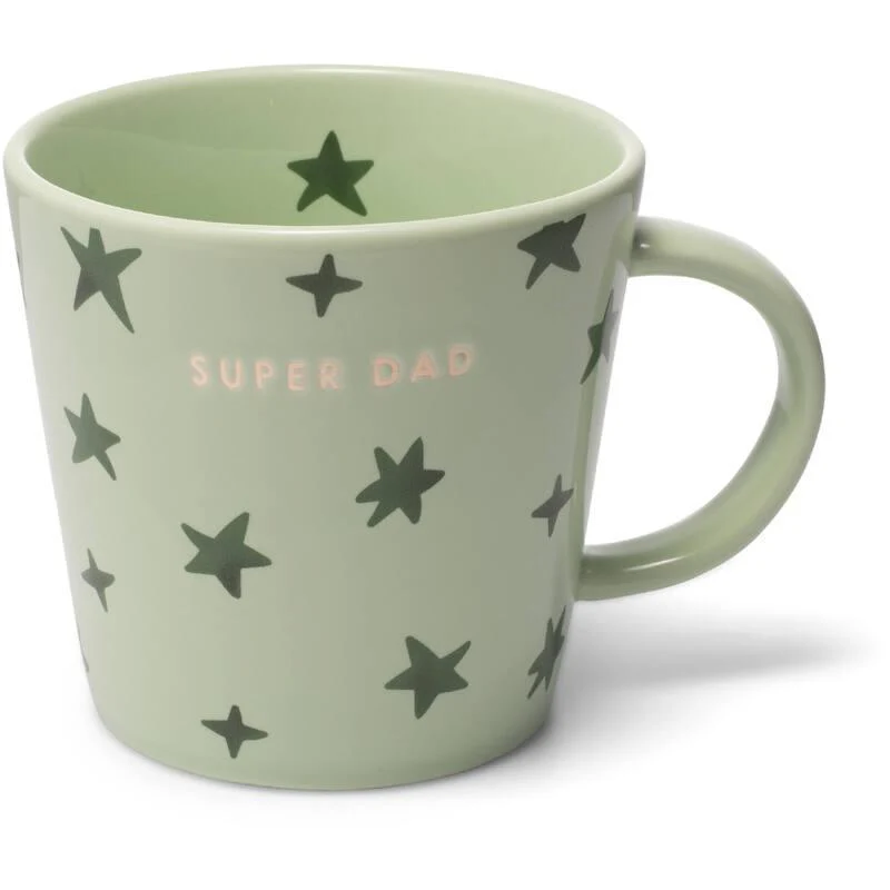 Ceramic tea cup stars SUPER DAD light green 350ml