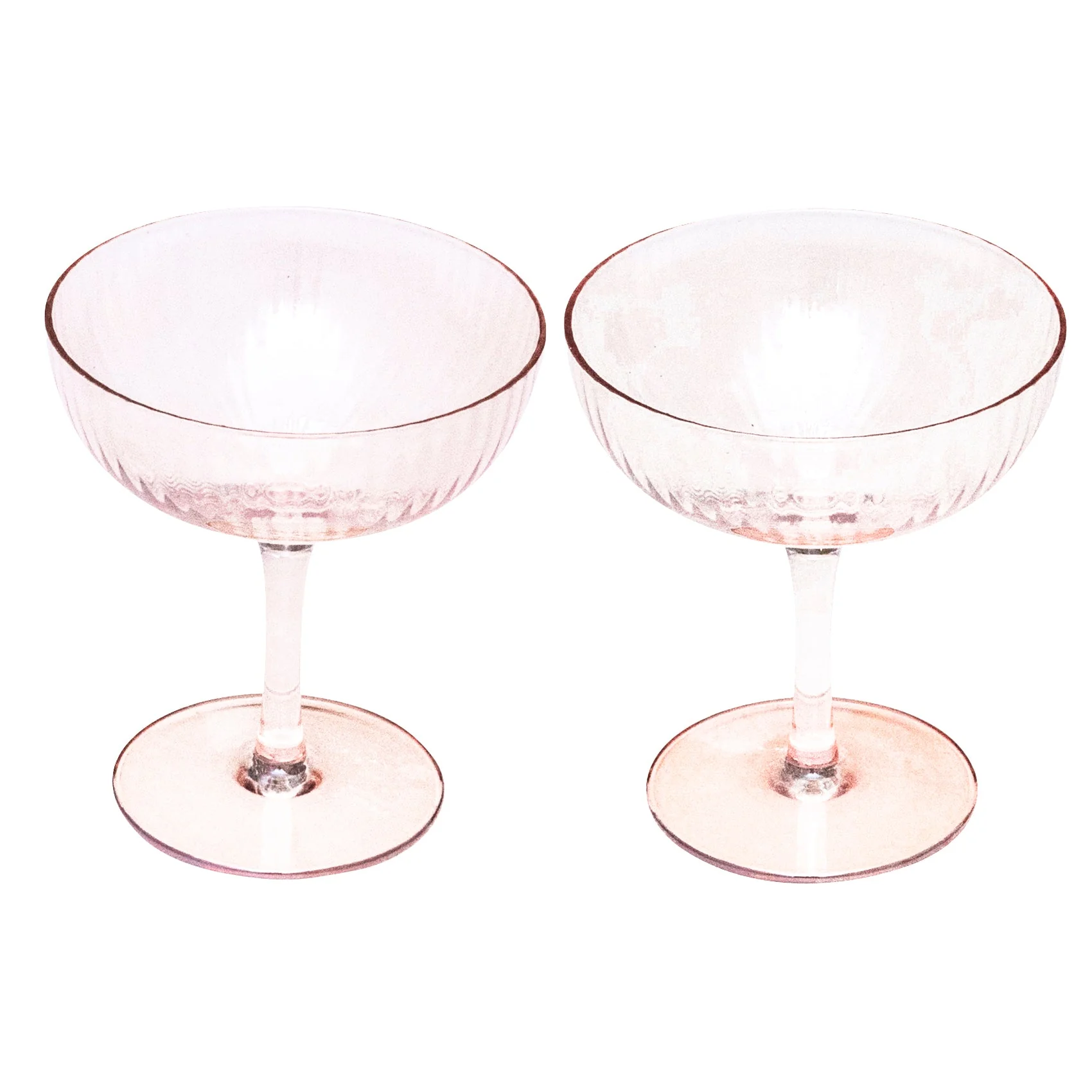 Champagne coupe glass 2 pack ripple luster amber