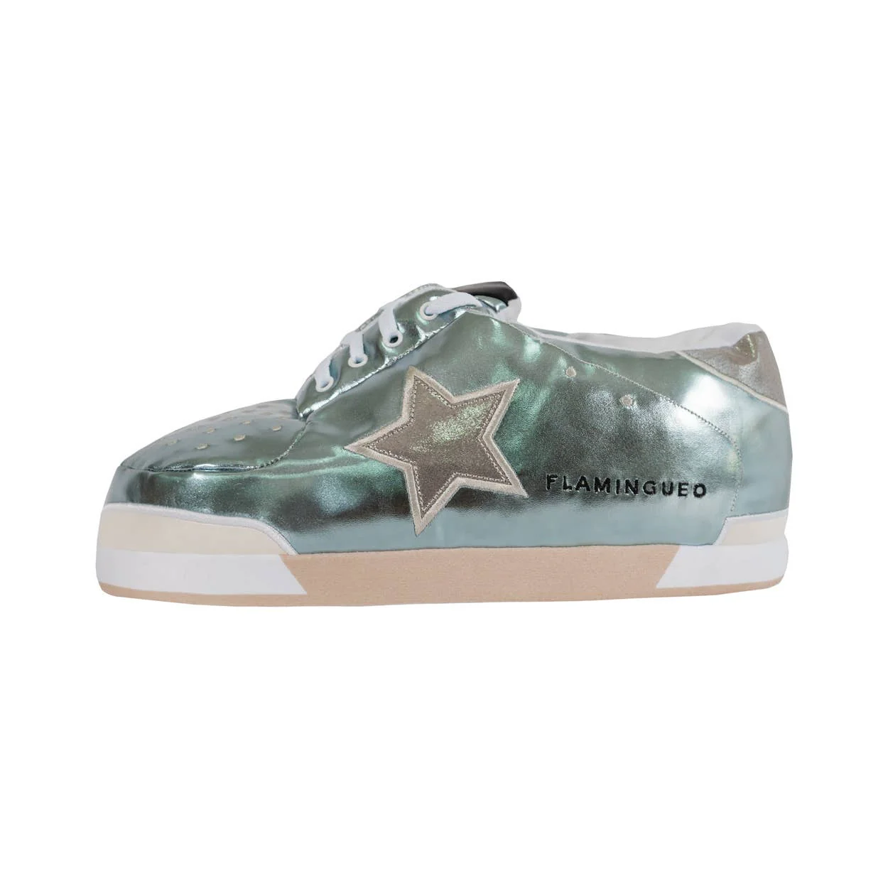 Chaussures de maison bleues géantes avec étoiles argentées - Image 2