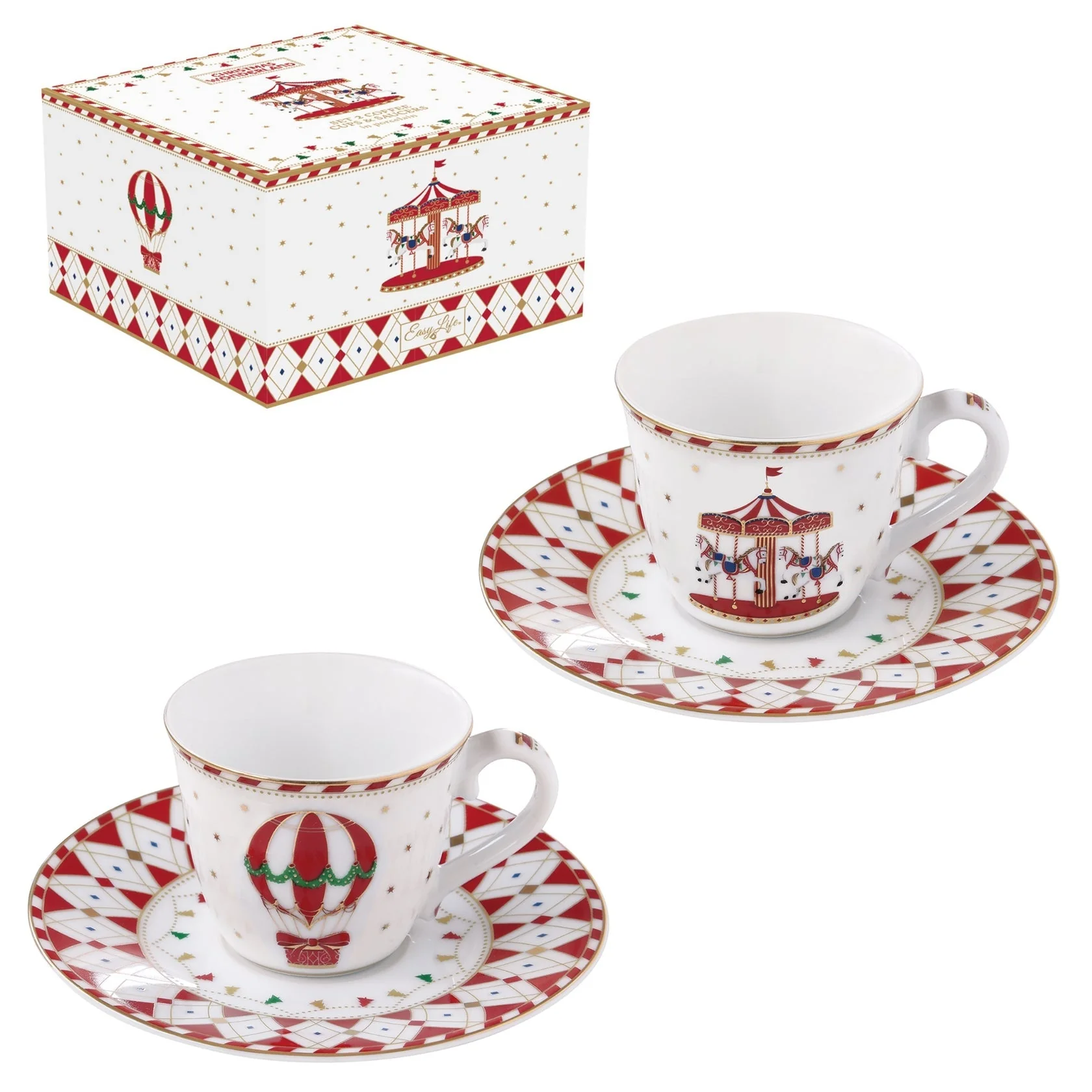 COFFRET 2 TASSES A CAFE 8CL EN PORCELAINE