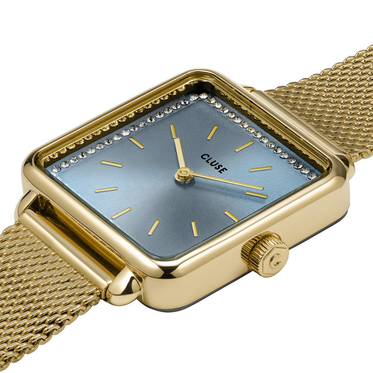 Coffret I La Tétragone Mesh Watch & Chain Bracelet, Gold Colour - Image 2