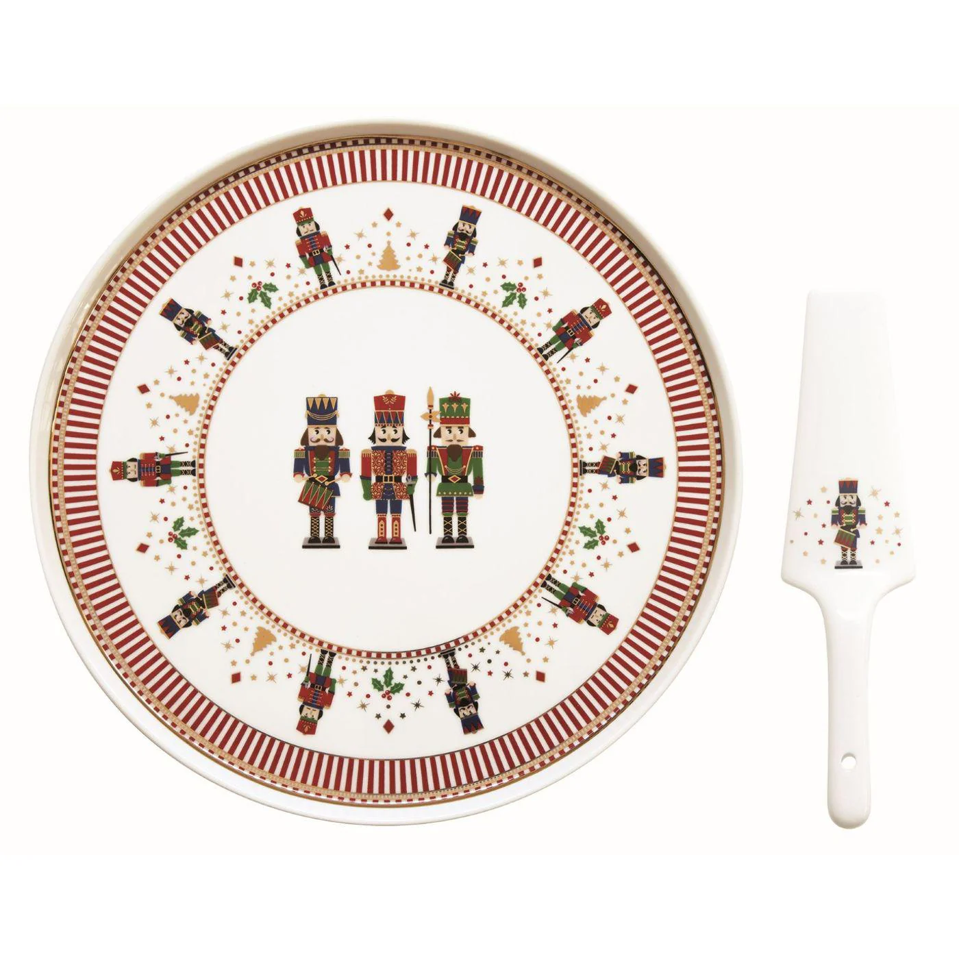 COFFRET PLAT A TARTE Ø 32CM AVEC PELLE EN PORCELAINE NUTCRACKER