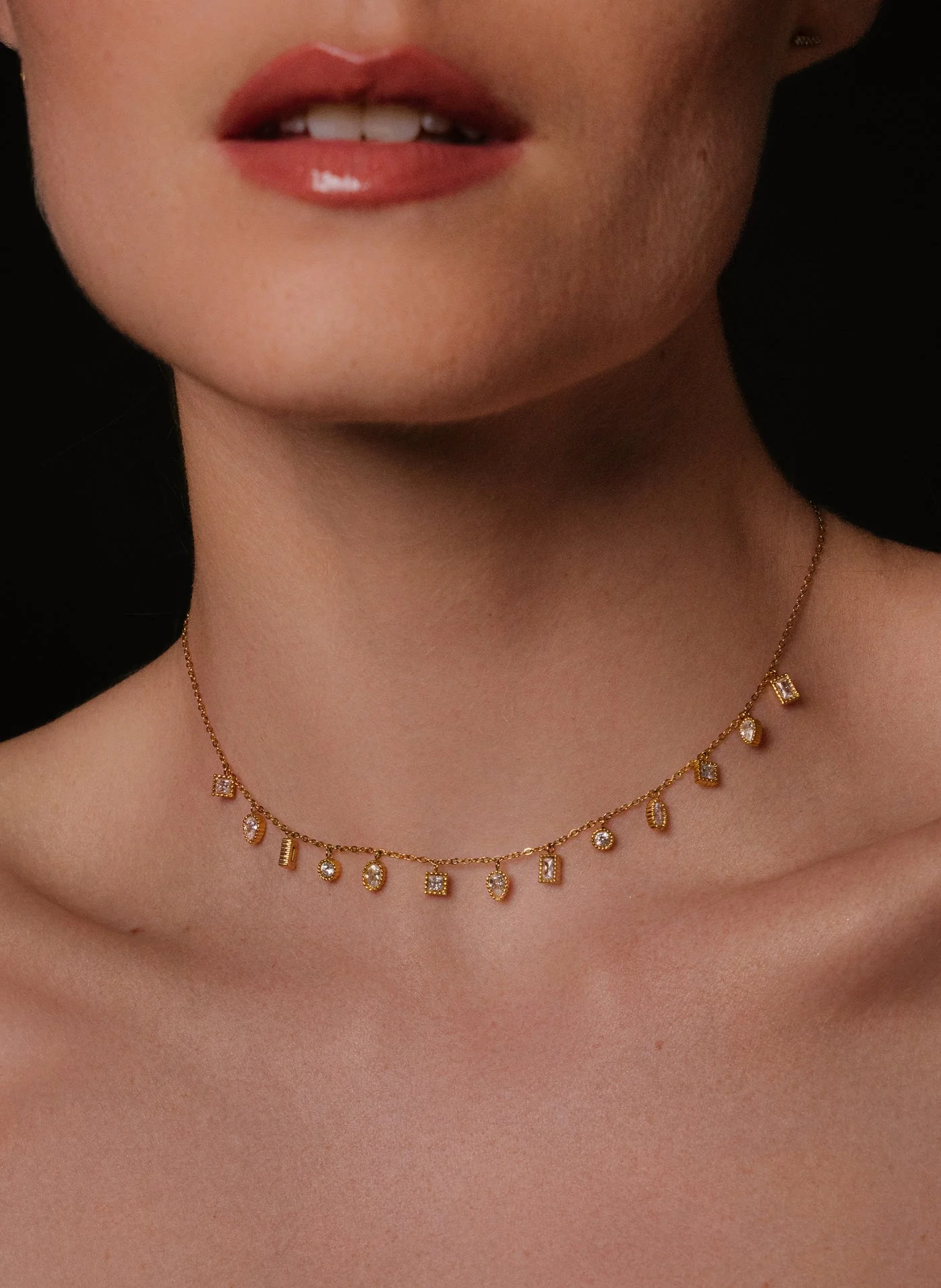 Collier chaîne Mohandas Étoilée Or / Oxyde de Zirconium Blanc