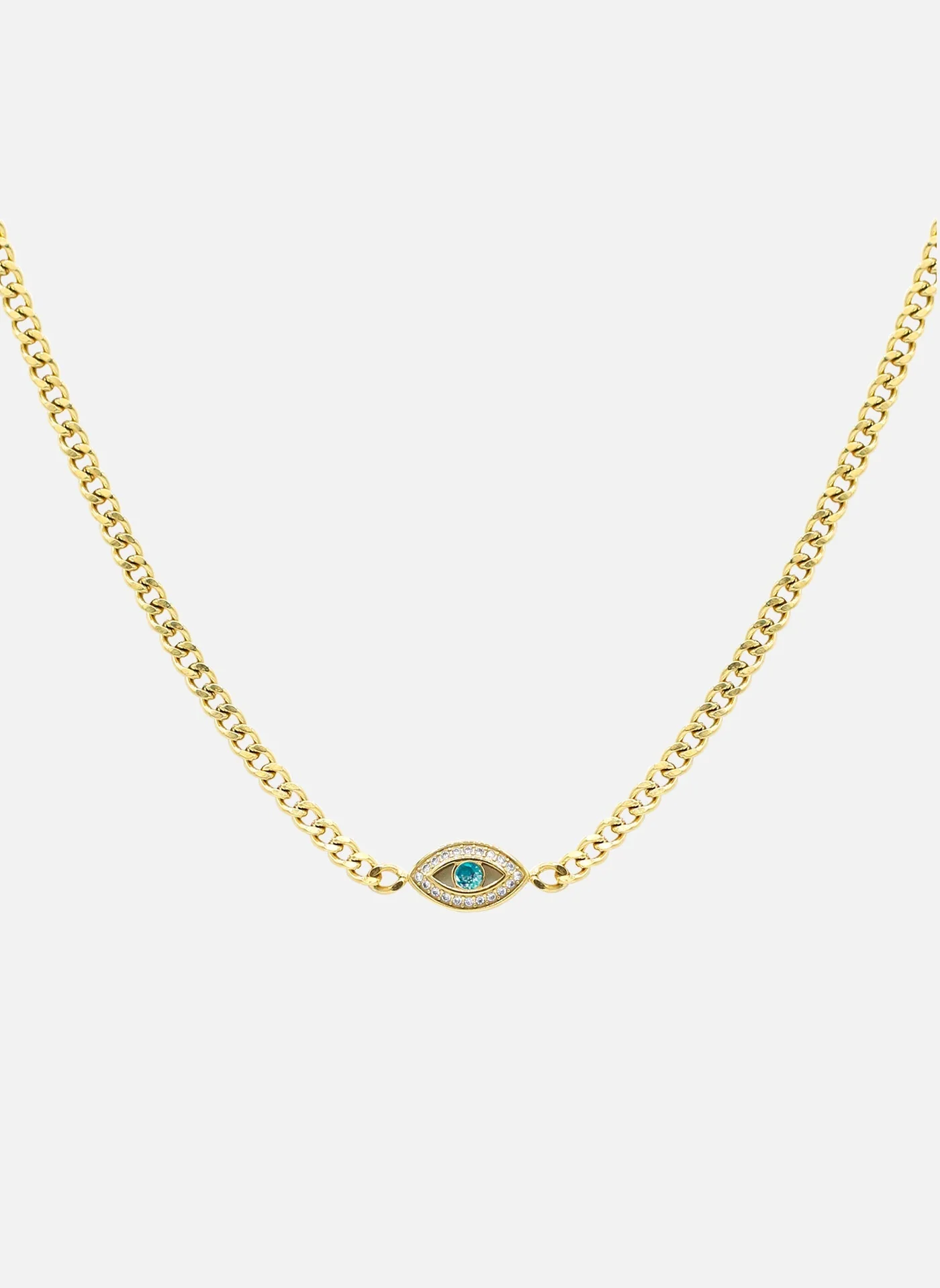 Collier chaîne Neith Or / Oxyde De Zirconium Bleu