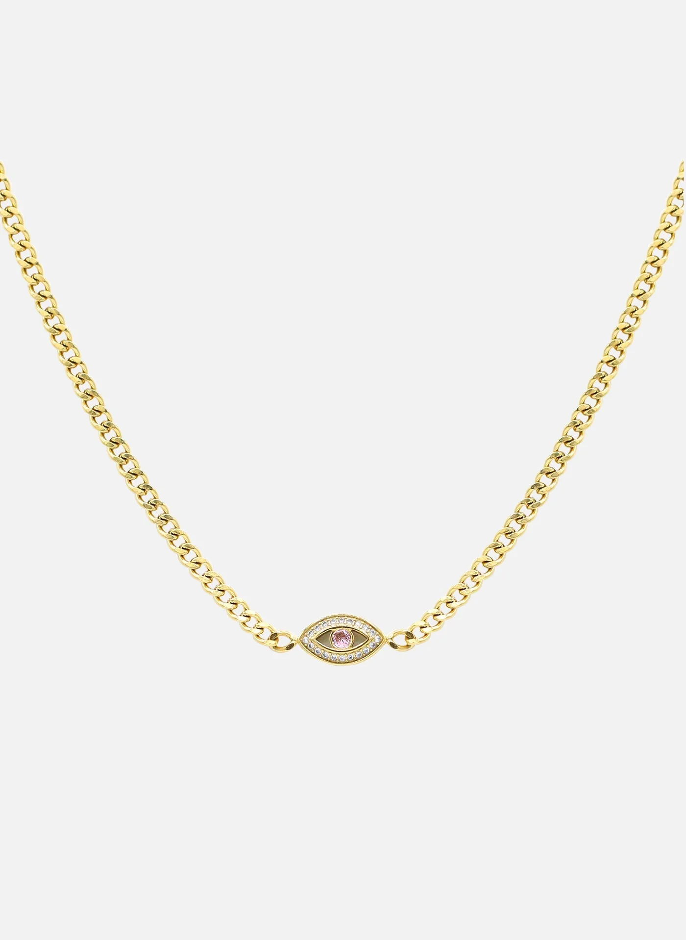 Collier chaîne Neith Or / Oxyde De Zirconium Rose
