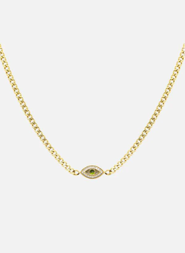 Collier chaîne Neith Or / Oxyde De Zirconium Vert