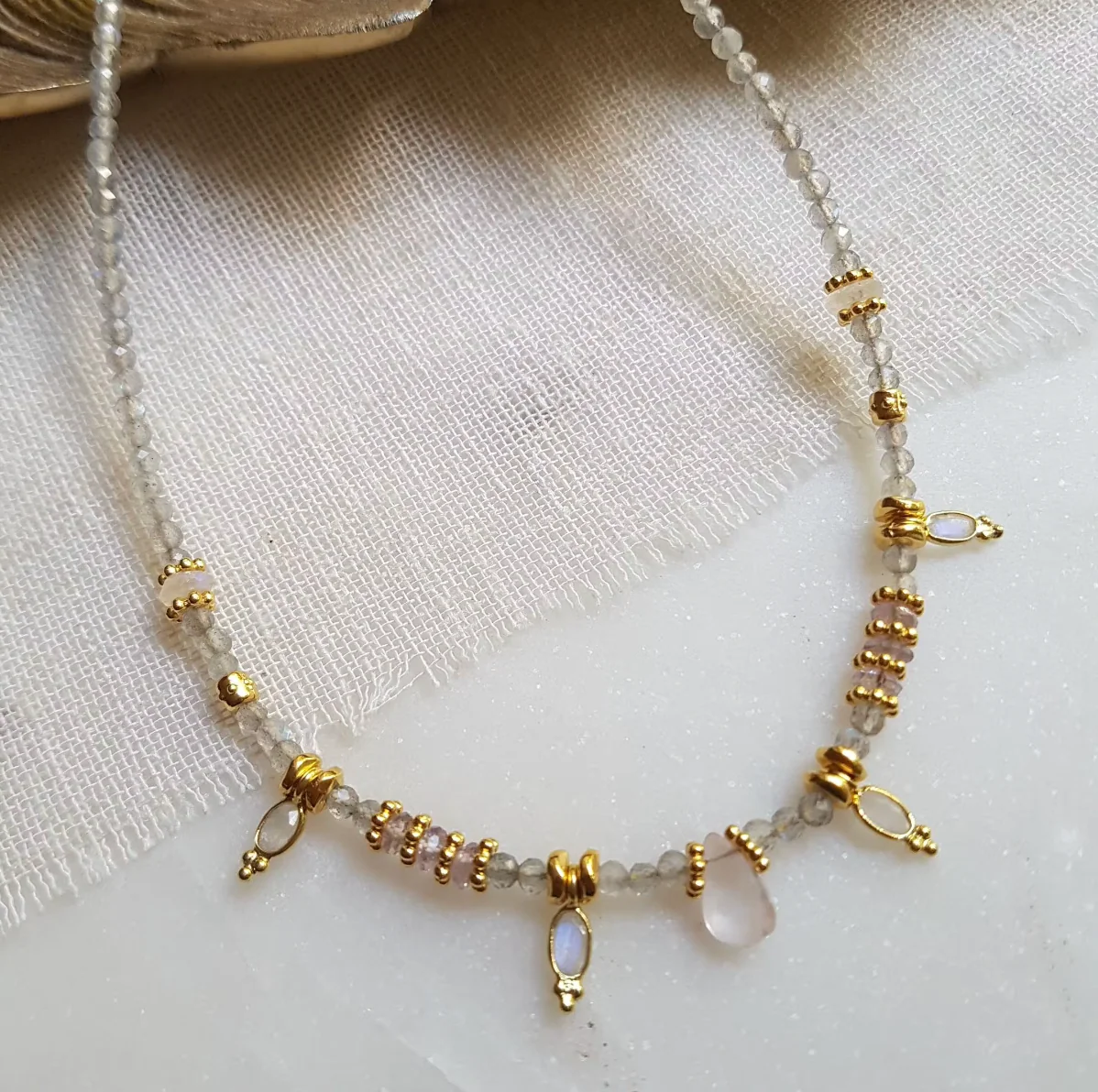 Collier Labradorite, Pierre de lune - Alysta