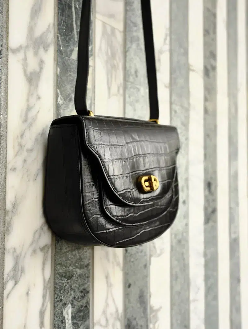 Daria - Croc noir - Cuir imprimé croco - Image 2