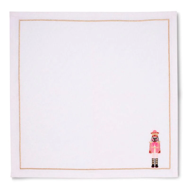 Embroidered napkins nutcracker white 45cm Pack of 2 - Image 2