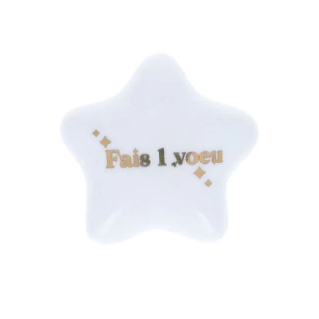 Etoile porcelaine blanche et dorée "Fais un vœu"